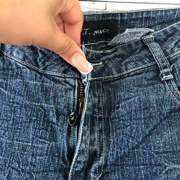 R.V.T || Vintage 90s Y2K Style Mid Rise Dark Wash Denim Flared Bootcut Jeans 14 - Picture 5 of 11